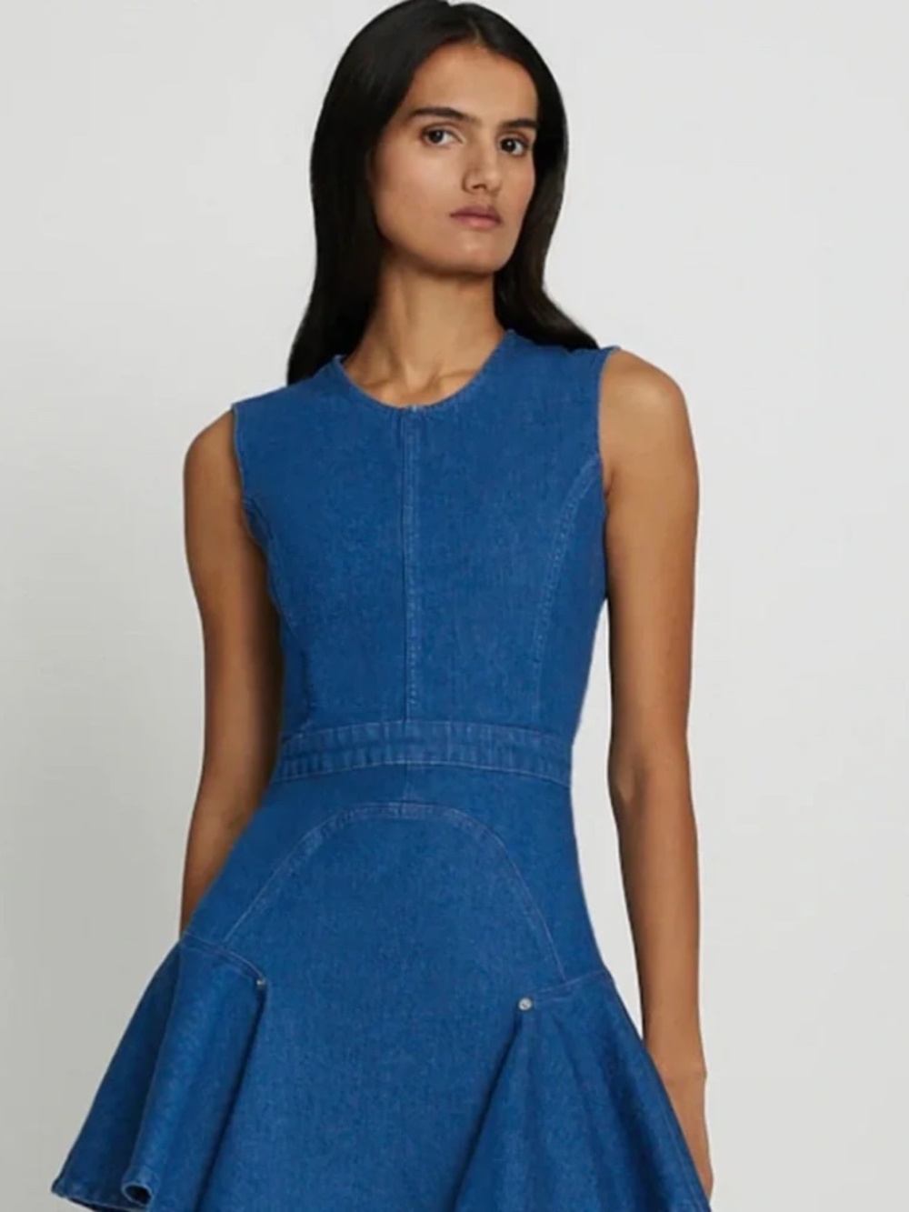 7 For All Mankind Women's Denim Flounce Mini Dress Size S Summer Feminine